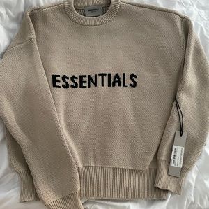 ESSENTIALS FOG SSENSE EXCLUSIVE BEIGE KNIT PULLOVER SWEATER BNWT